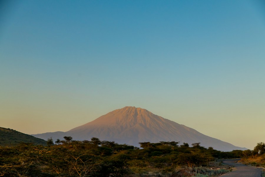 Mount Meru rising above the plains near Arusha